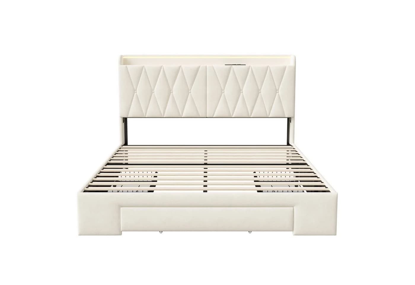 Furnishings Home Polsterbett mit LED-Beleuchtung und Stauraum