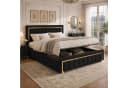 PXloue Polsterbett Stauraumbett Doppelbett Hochklappbares Bett 160x200 cm Samtbezug Bild 2