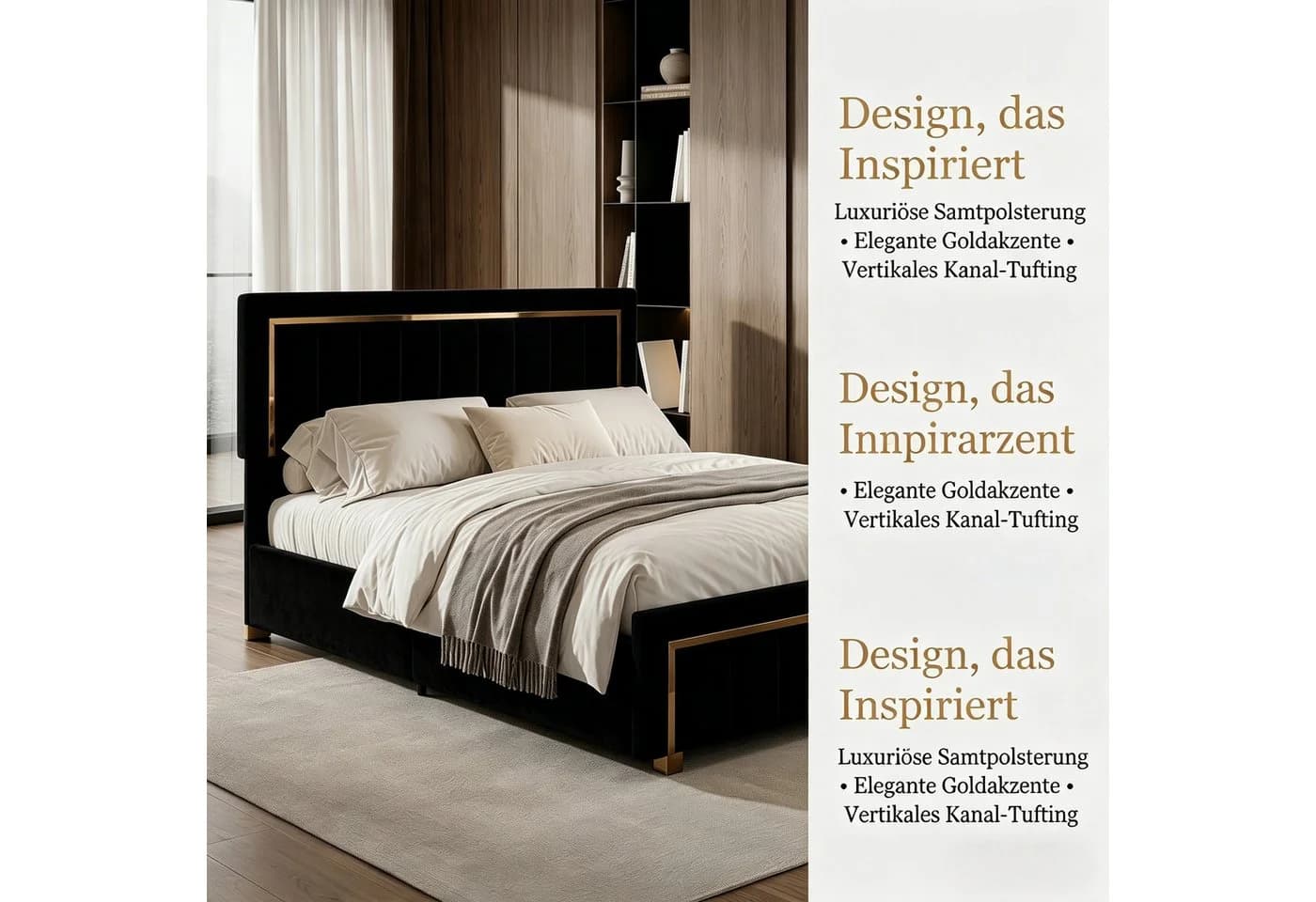 PXloue Polsterbett Stauraumbett Doppelbett Hochklappbares Bett 160x200 cm Samtbezug - Bild 3