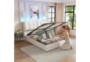 PXloue Stauraumbett Polsterbett Cremeweiß mit LED-Licht Bild 1