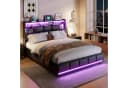PXloue Polsterbett LED Doppelbett mit Stauraum und Ladestation Bild 2