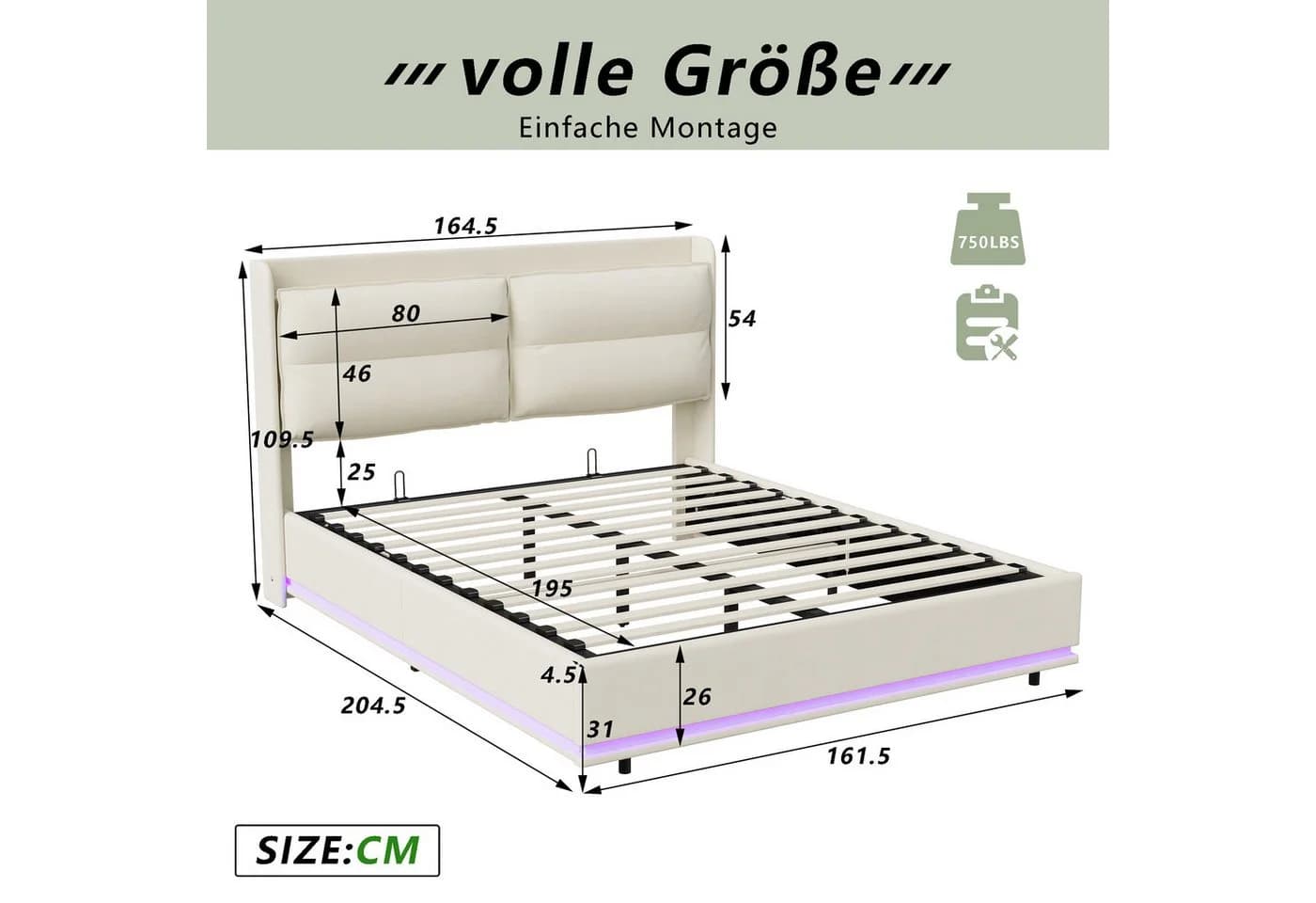 PXloue Polsterbett mit Stauraum und Wireless Charging - Bild 5