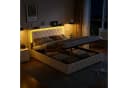 PXloue Funktionsbett Polsterbett Beige Hydraulisch mit LED Bild 2