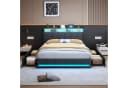 PXloue Funktionsbett Polsterbett mit USB, Stauraum & LED Leinen Grau Bild 1