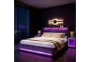 PXloue Funktionsbett Polsterbett mit USB, Stauraum & LED Leinen Grau Bild 2