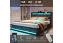 PXloue Funktionsbett Polsterbett mit USB, Stauraum & LED Leinen Grau Bild 3