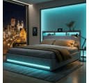 PXloue Funktionsbett Polsterbett Doppelbett mit USB und Stauraum Bild 2