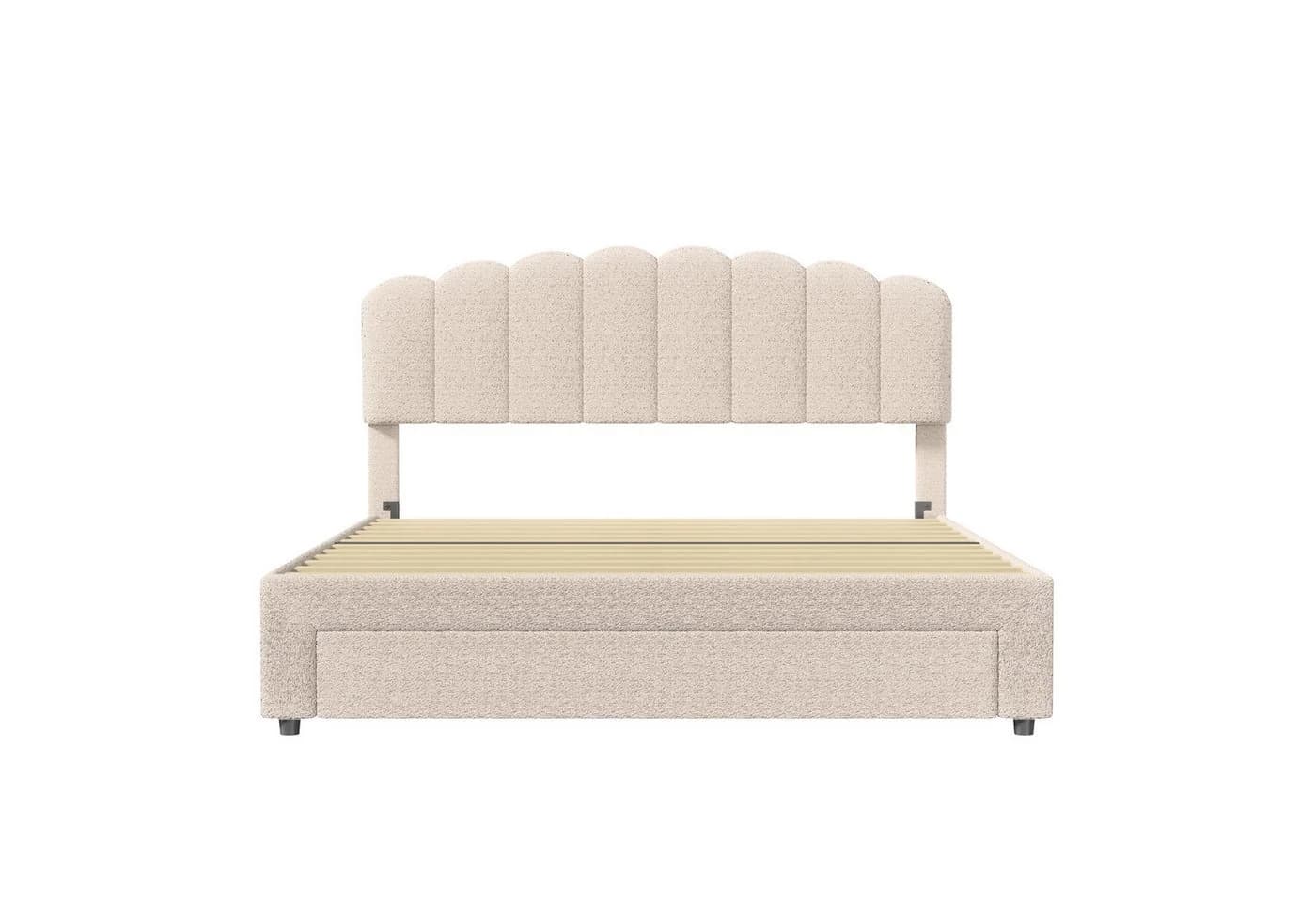 PXloue Polsterbett Doppelbett Stauraumbett Beige