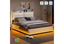 PXloue Polsterbett Hydraulisches Stauraumbett Doppelbett Beige Bild 2