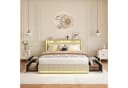 PXloue Polsterbett LED mit Schubladen Beige Bild 1