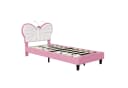 PXloue Polsterbett Kinderbett Jugendbett Weißrosa LED Lattenrost 90x200cm Bild 3
