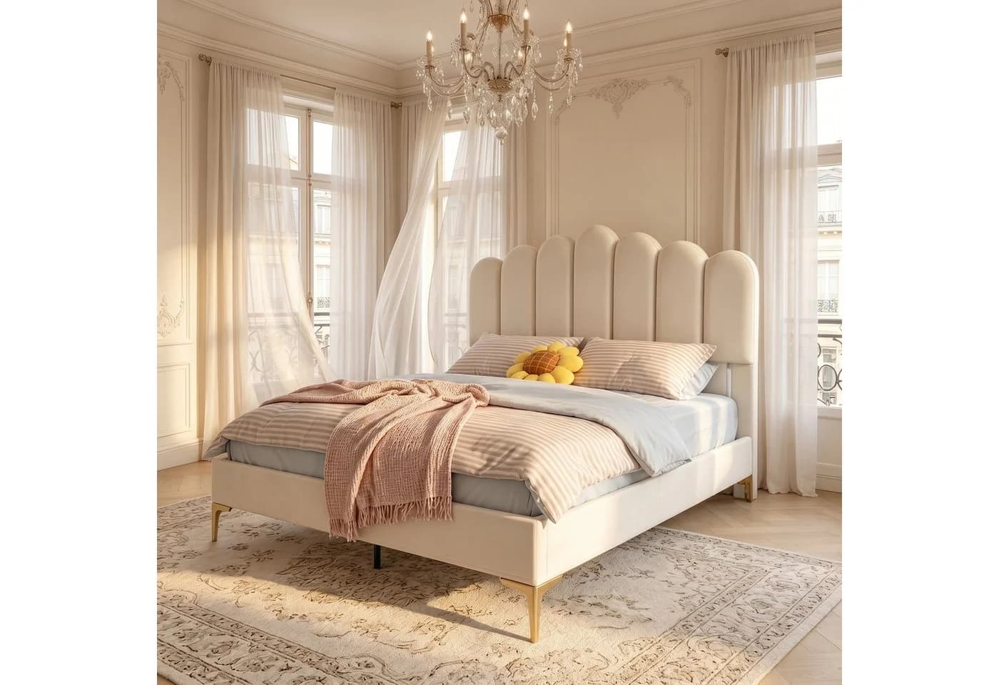 Furnishings Home Polsterbett 140x200cm mit LED-Beleuchtung und Samtbezug - Bild 2