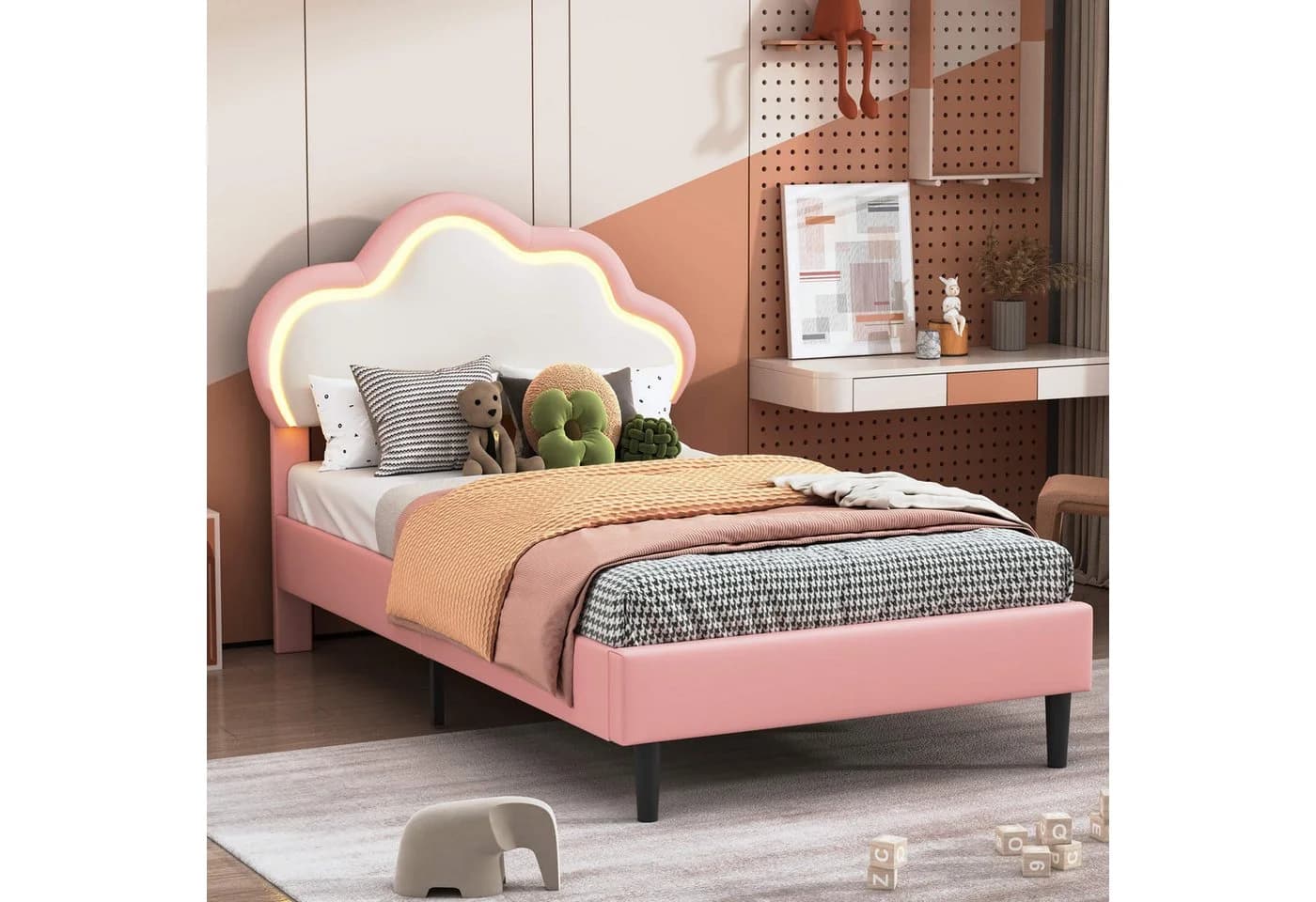 Furnishings Home Jugendbett Wolkenbett LED-Licht Kunstleder 90x200 cm - Bild 3