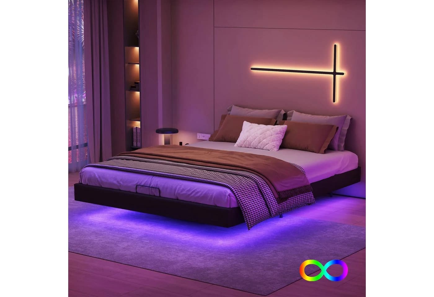 Furnishings Home Polsterbett mit LED und Stauraum Schwarz - Bild 2