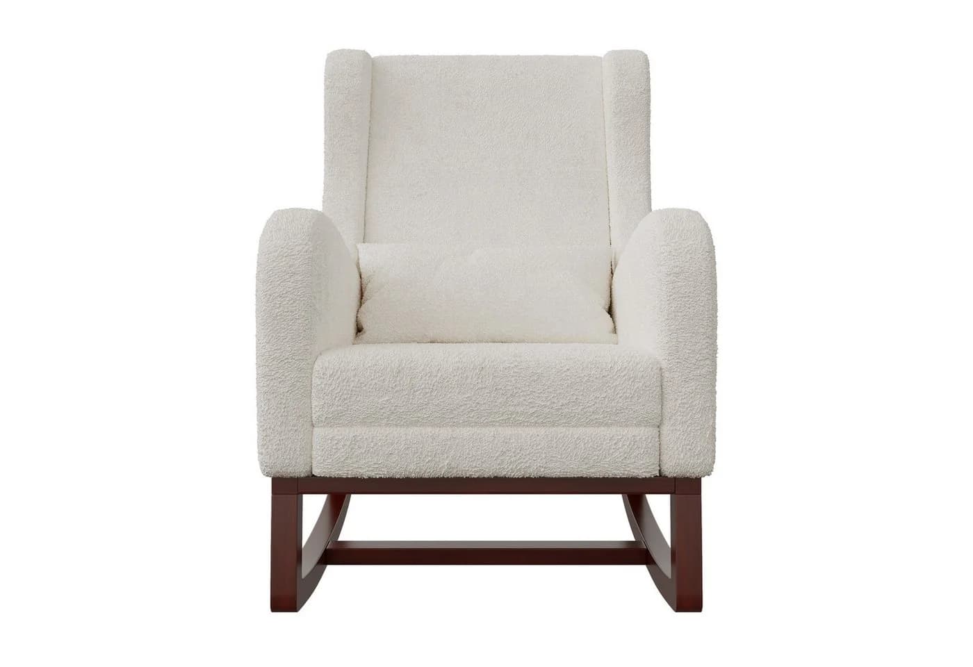 PXloue Schaukelstuhl Relaxsessel Loungesessel Grau Massivholz - Bild 5