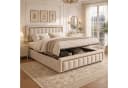 PXloue Stauraumbett Polsterbett Beige Samt mit Lattenrost Bild 2