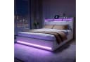 PXloue Polsterbett LED Doppelbett 180x200 cm mit USB-Laden und Stauraum, Leinen Bild 2
