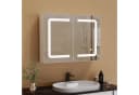 PXloue Badezimmerspiegelschrank Doppeltür Hängeschrank 80x60x13.5 cm LED-Beleuchtung Bild 2