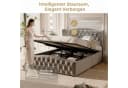 PXloue Polsterbett Beige Samt mit Stauraum und Lattenrost Bild 1