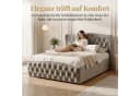 PXloue Polsterbett Beige Samt mit Stauraum und Lattenrost Bild 3