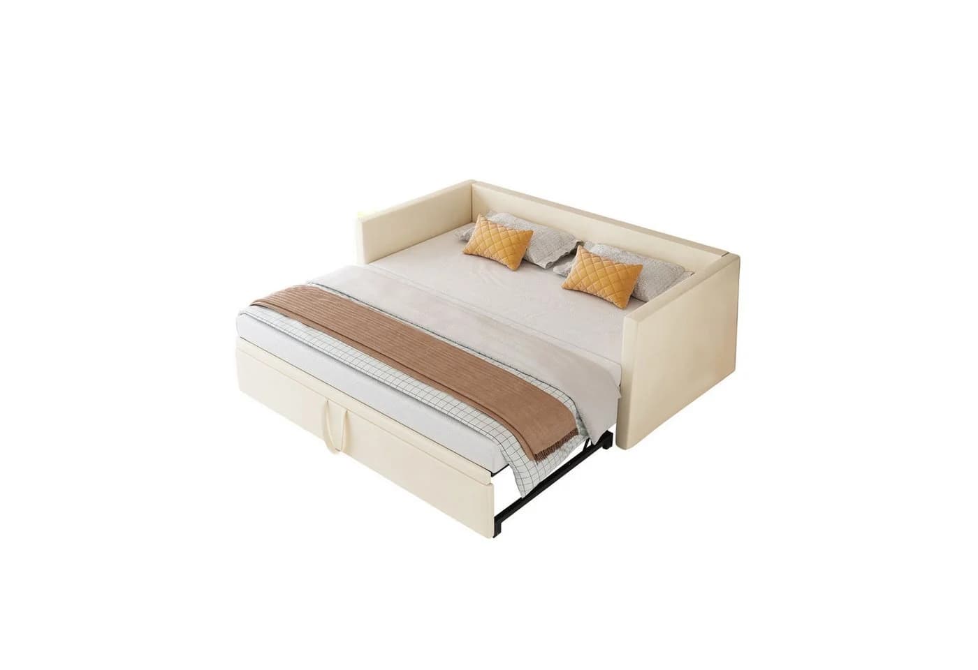 PXloue Polsterbett Daybett Beige Samt mit Unterbett