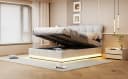 Furnishings Home Polsterbett Beige mit LED und Bettkasten Bild 5