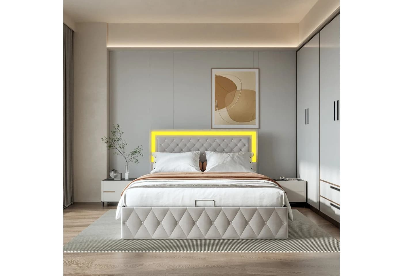 Furnishings Home Polsterbett 140x200 cm mit LED und Stauraum - Bild 5
