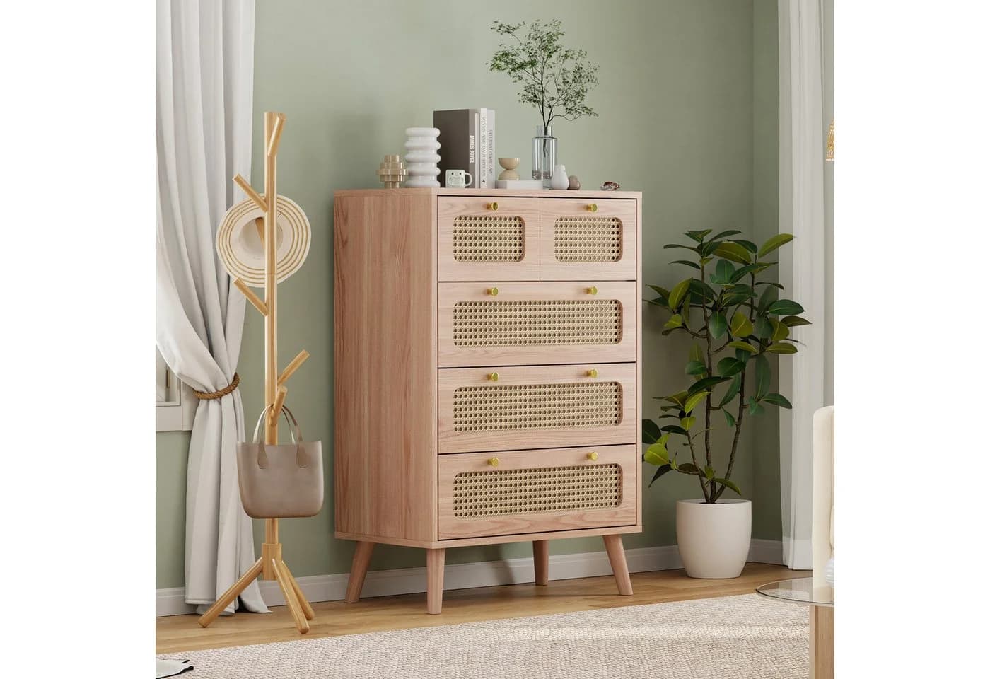 Furnishings Home Kombikommode Rattan Sideboard Modern Beige - Bild 2
