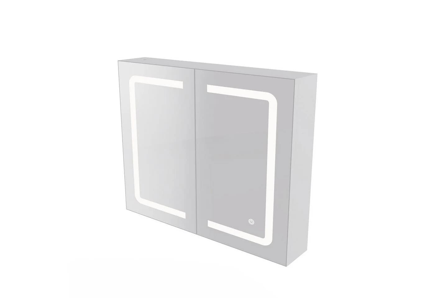 Furnishings Home Badezimmerspiegelschrank Doppeltür Hängeschrank 80x60x13,5 cm LED-Beleuchtung - Bild 4