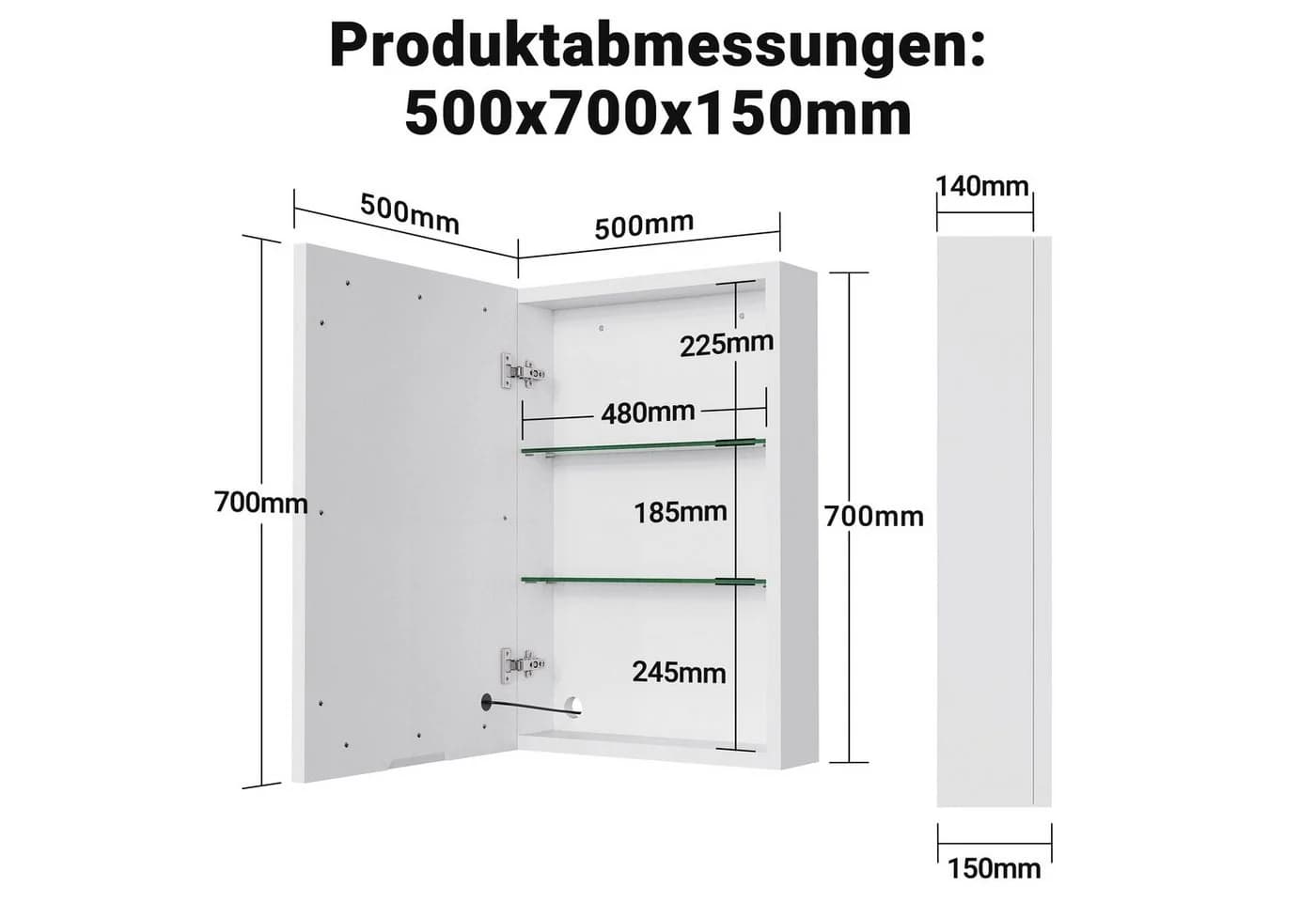 Furnishings Home Badezimmerspiegelschrank Weiß LED Beleuchtung Touchschalter - Bild 5