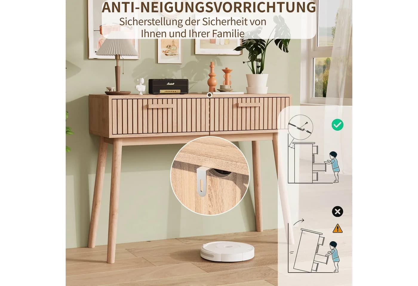 Furnishings Home Konsolentisch mit 2 Schubladen Modern Beige - Bild 5