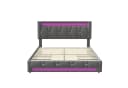 Furnishings Home LED Polsterbett mit Stauraum und Leinenbezug Bild 1