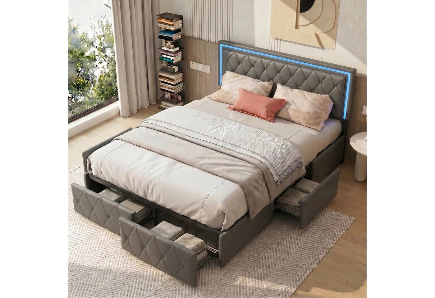 Gdood LED Polsterbett Doppelbett Verstellbare Kopfteilhöhe - Bild 2