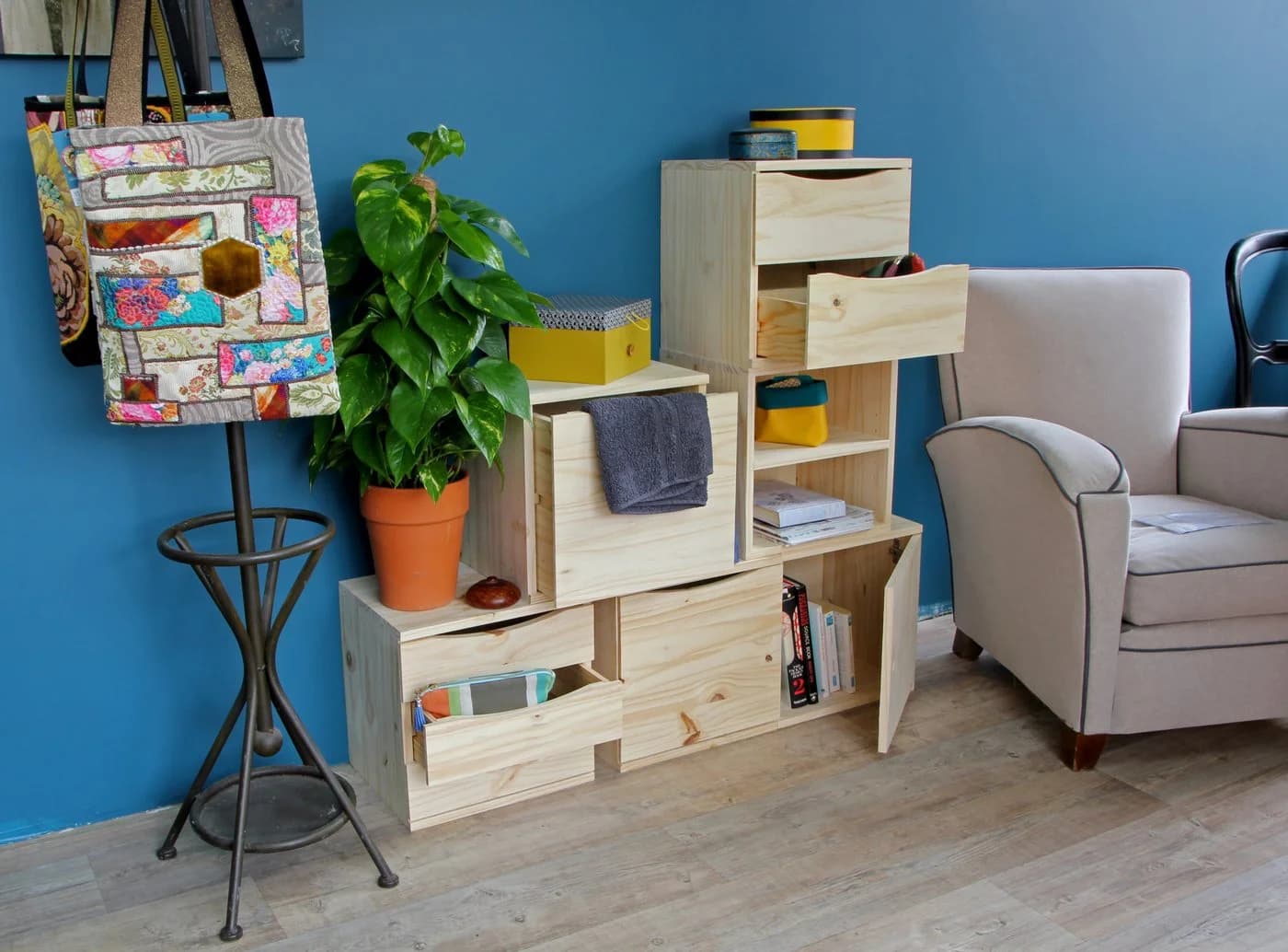 Lusimat Regalwürfel Modulable Kiefer Massiv - Bild 3