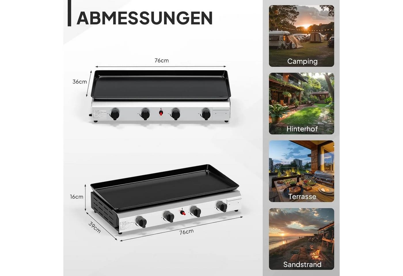 LALAHO Tischgasgrill mit 4 Brennern, Tragbar, Schwarz/Rot - Bild 5
