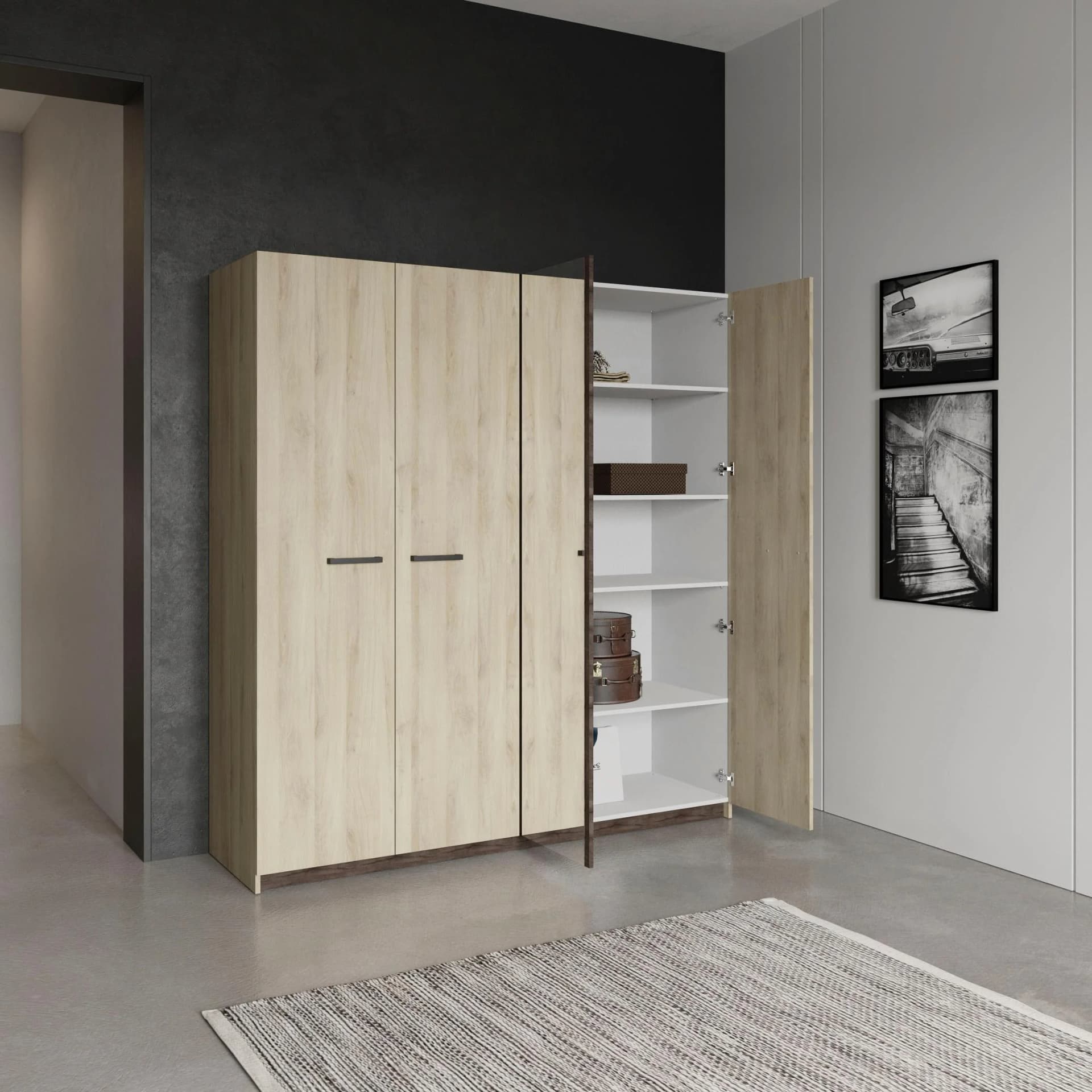 DEMEYERE GROUP Watson Kinderkleiderschrank 4 Türen Braun Weiß