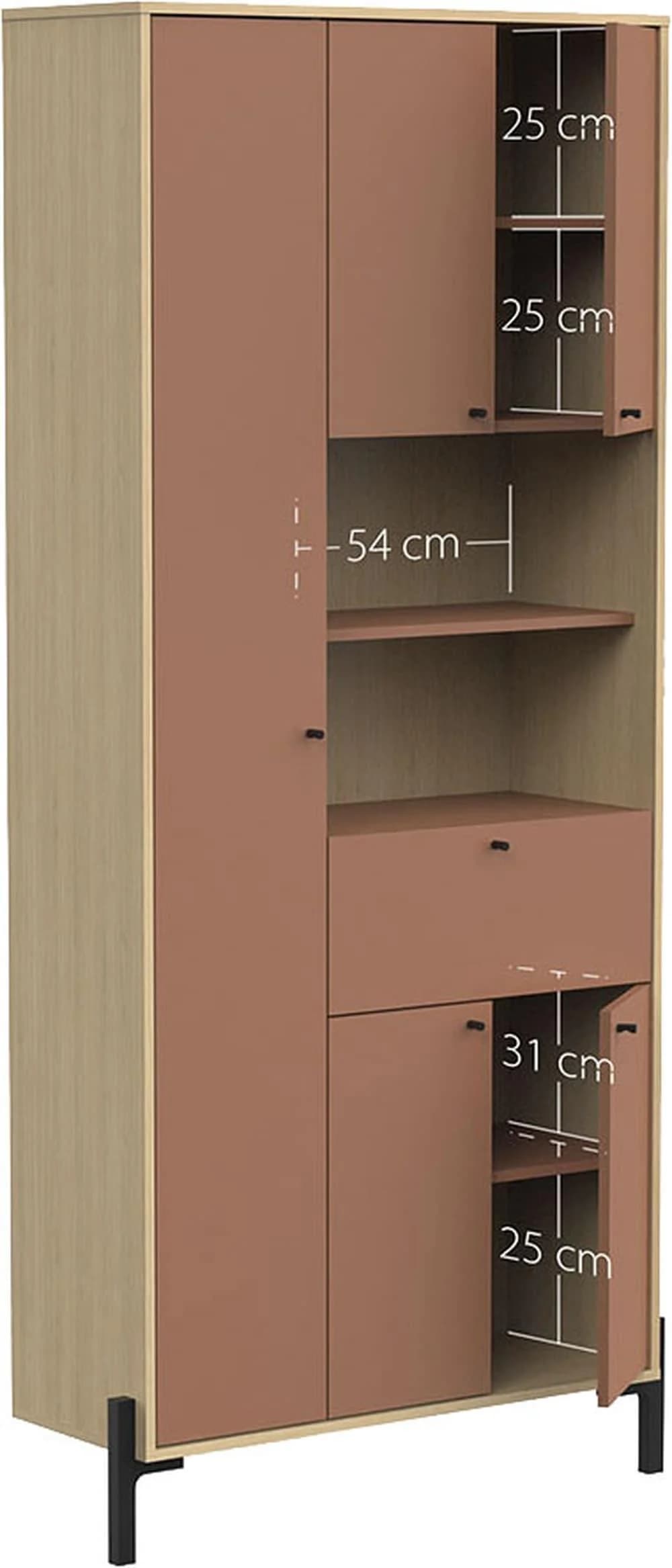 DEMEYERE GROUP ELISA Wäscheschrank 5 Türen 1 Schublade Terracota Eiche