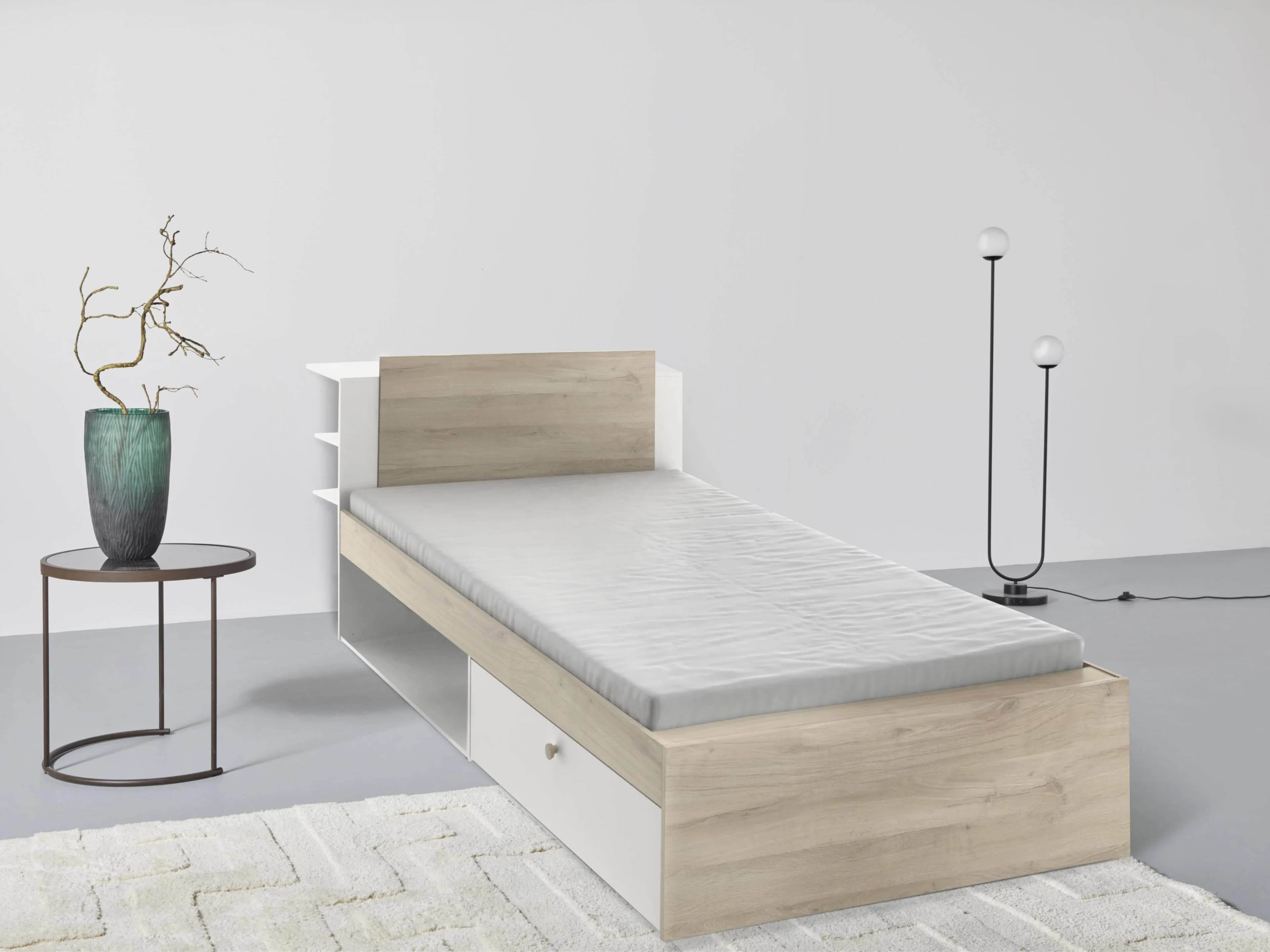 DEMEYERE GROUP Bettgestell Life Mattweiß mit Stauraum