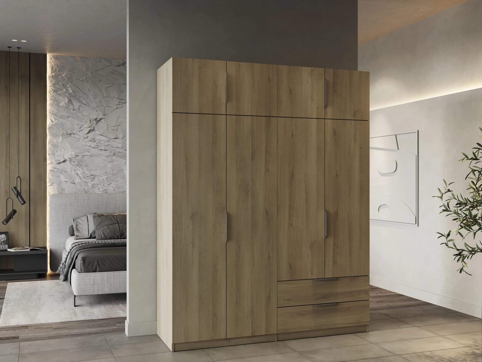 Demeyere Group Kleiderschrank Ghost Braun mit viel Stauraum