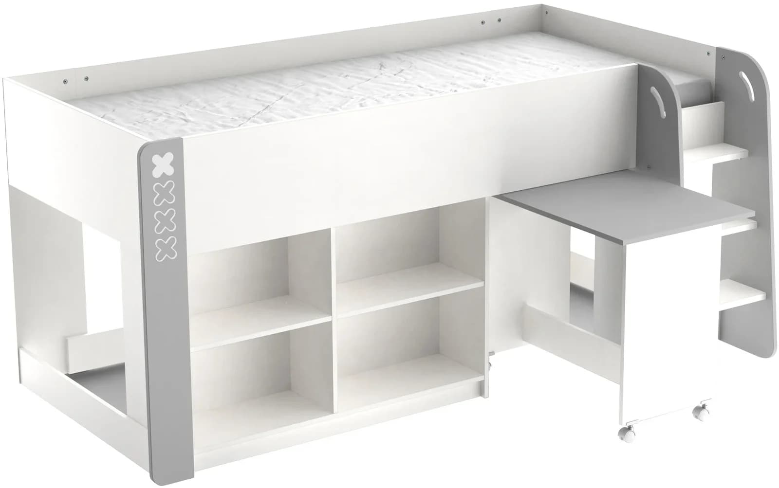 Hochbett DEMEYERE GROUP "HAMPTON Kombi Bett mit Schreibtisch" Grau