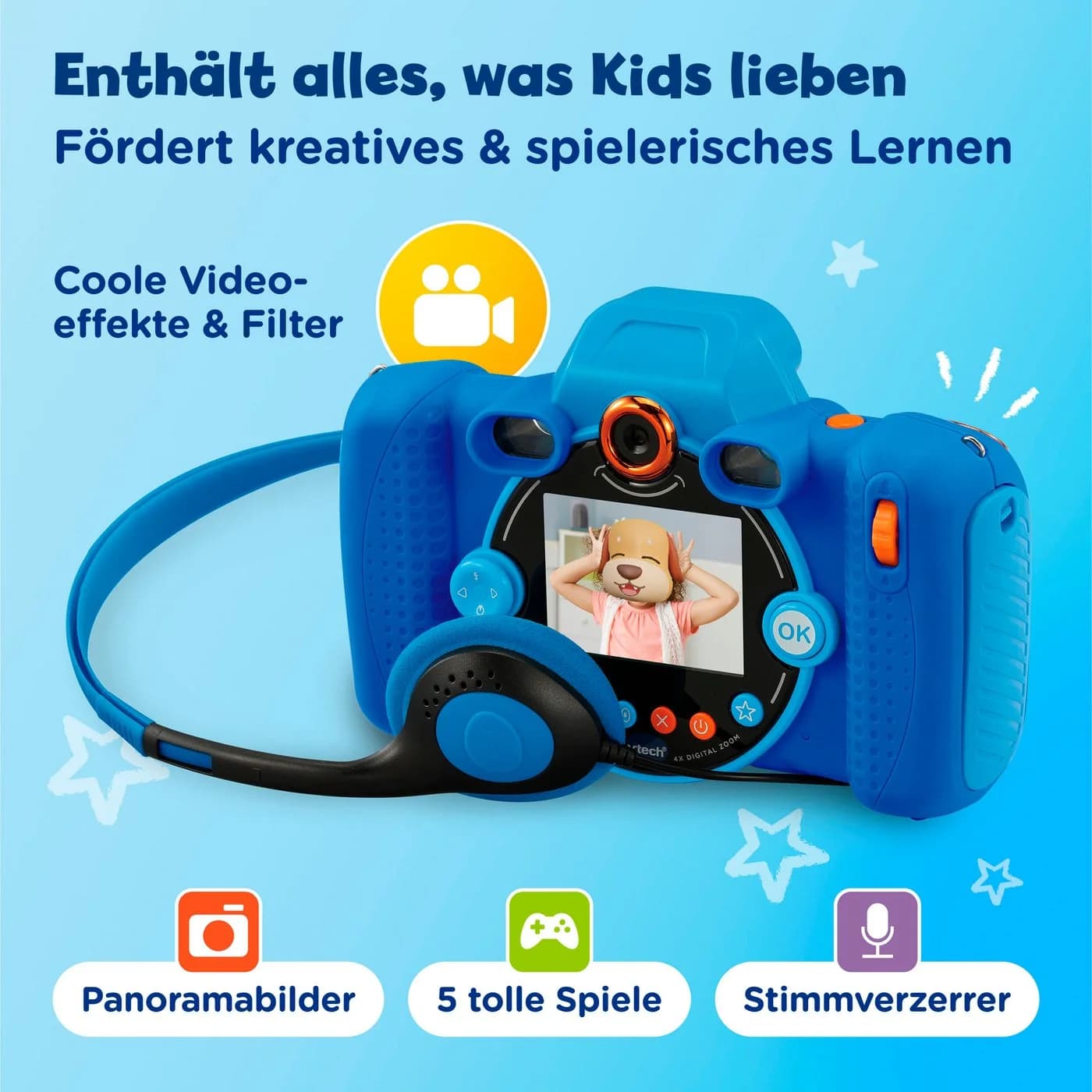 Vtech KidiZoom Duo FX Kinderkamera Blau mit Kopfhörer - Bild 5