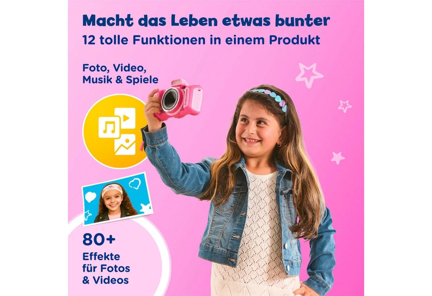 Vtech KidiZoom Duo FX Kinderkamera Pink mit Kopfhörer