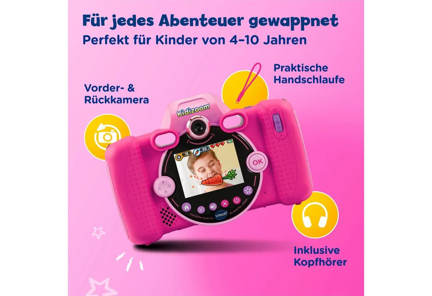 Vtech KidiZoom Duo FX Kinderkamera Pink mit Kopfhörer - Bild 3