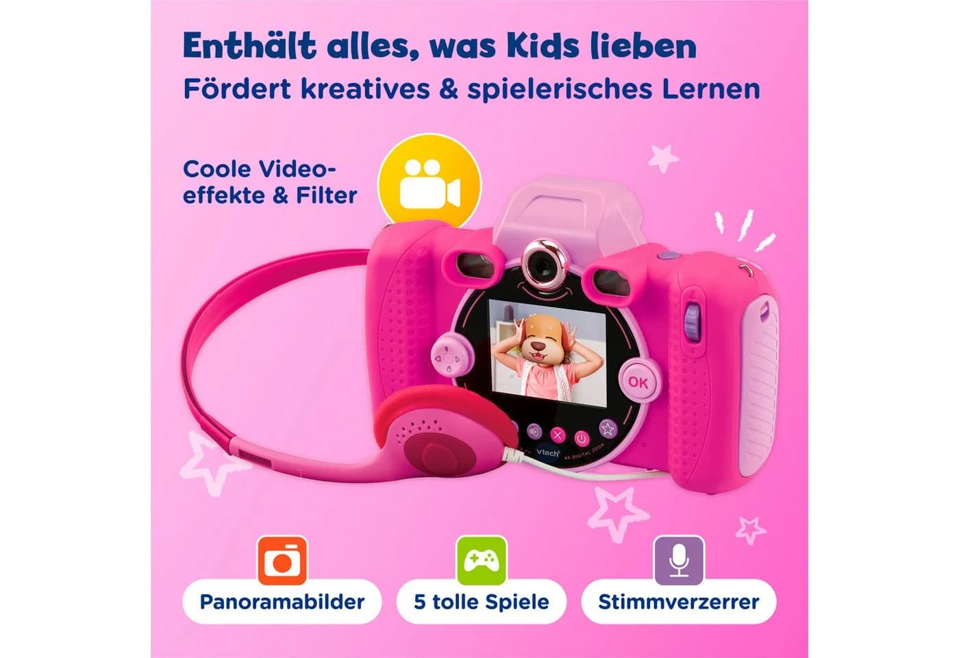Vtech KidiZoom Duo FX Kinderkamera Pink mit Kopfhörer - Bild 5