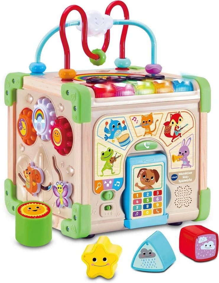 Vtech® Motorikwürfel Interaktiver Holz-Spielwürfel Bunt - Bild 2