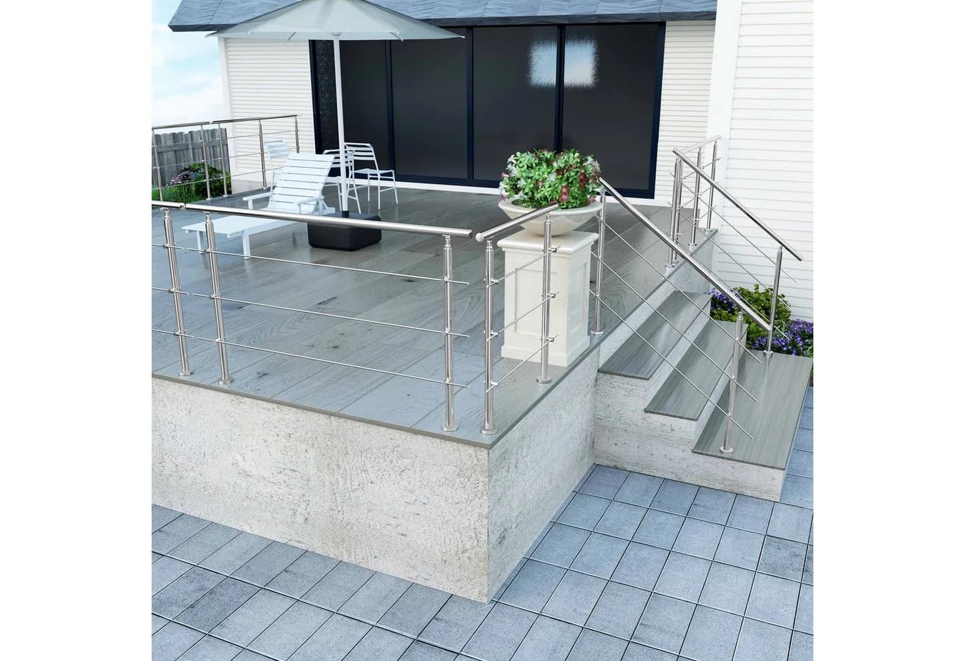 AICA Treppengeländer Edelstahl 201 Silber Verstellbar 80 cm - Bild 5