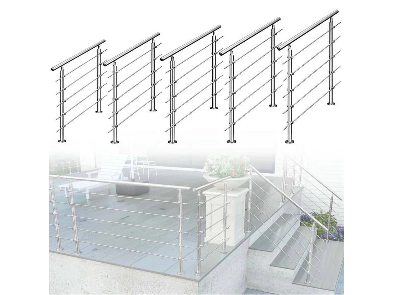 AICA Treppengeländer Edelstahl Silber Verstellbar 80-240 cm - Bild 2