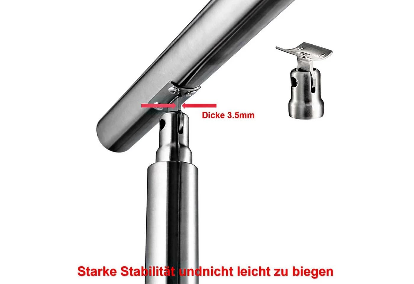 Duschparadies Edelstahl Handlauf 120 cm Silber/Schwarz - Bild 5