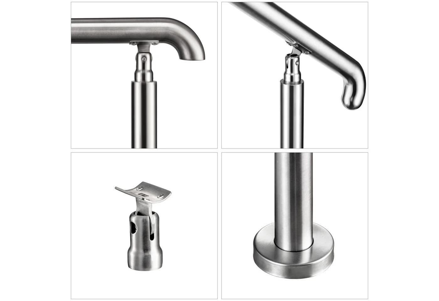 duschspa Handlauf 2–5 Stufen Edelstahl Geländer Silber/Schwarz 108/136/162 cm - Bild 4