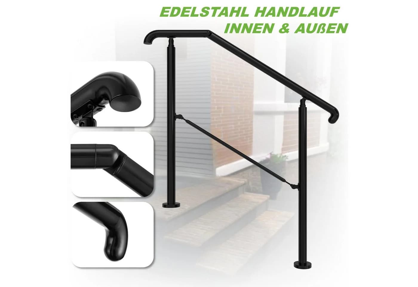 duschspa Edelstahl Geländer 108/136/162 cm Silber/Schwarz - Bild 2